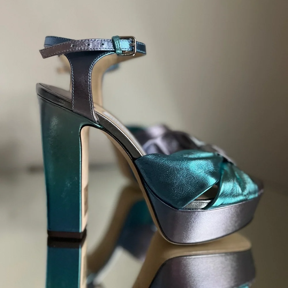 New Jimmy Choo Heloise Ombre Ankle-Strap Platform Sandals 36 $995 - Picture 9 of 14